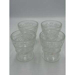 Vtg Hazel Atlas Big Top Peanut Butter Pressed Glass Sherbert Dessert Dish Set 4
